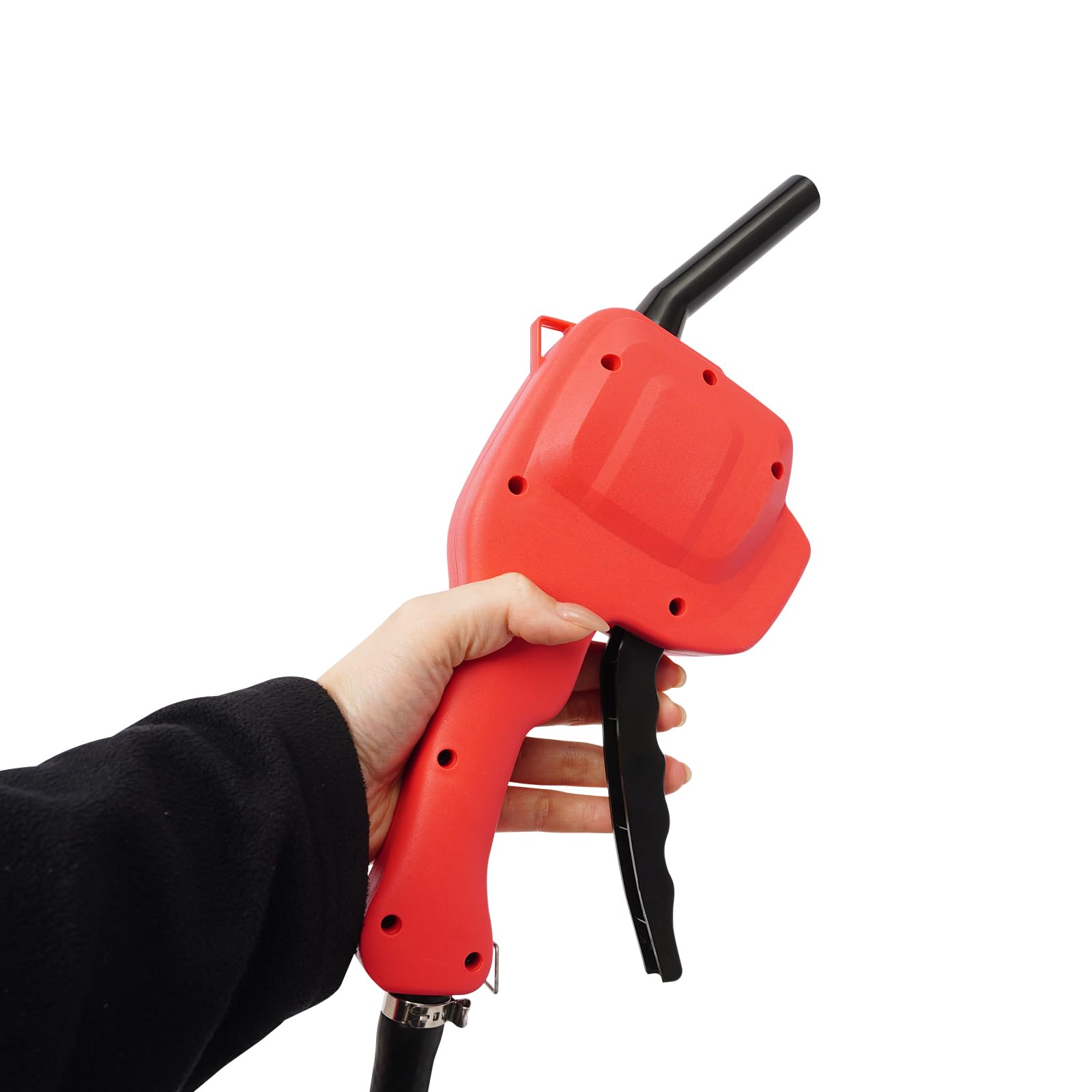Chariot de carburant 53 l avec pompe, pistolet de distribution, vanne d'arrêt et tuyau flexible, bidon d'essence mobile en polyéthylène haute densité rouge, réservoir de carburant portable pour