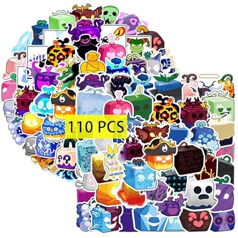 Pounchi Fruits Game Stickers (110 Pcs) Gifts Decor Cute Cartoon Stickers for Kids Teens for Computers Laptop Skateboard Guitar Luggage Vinyl Decal Cover