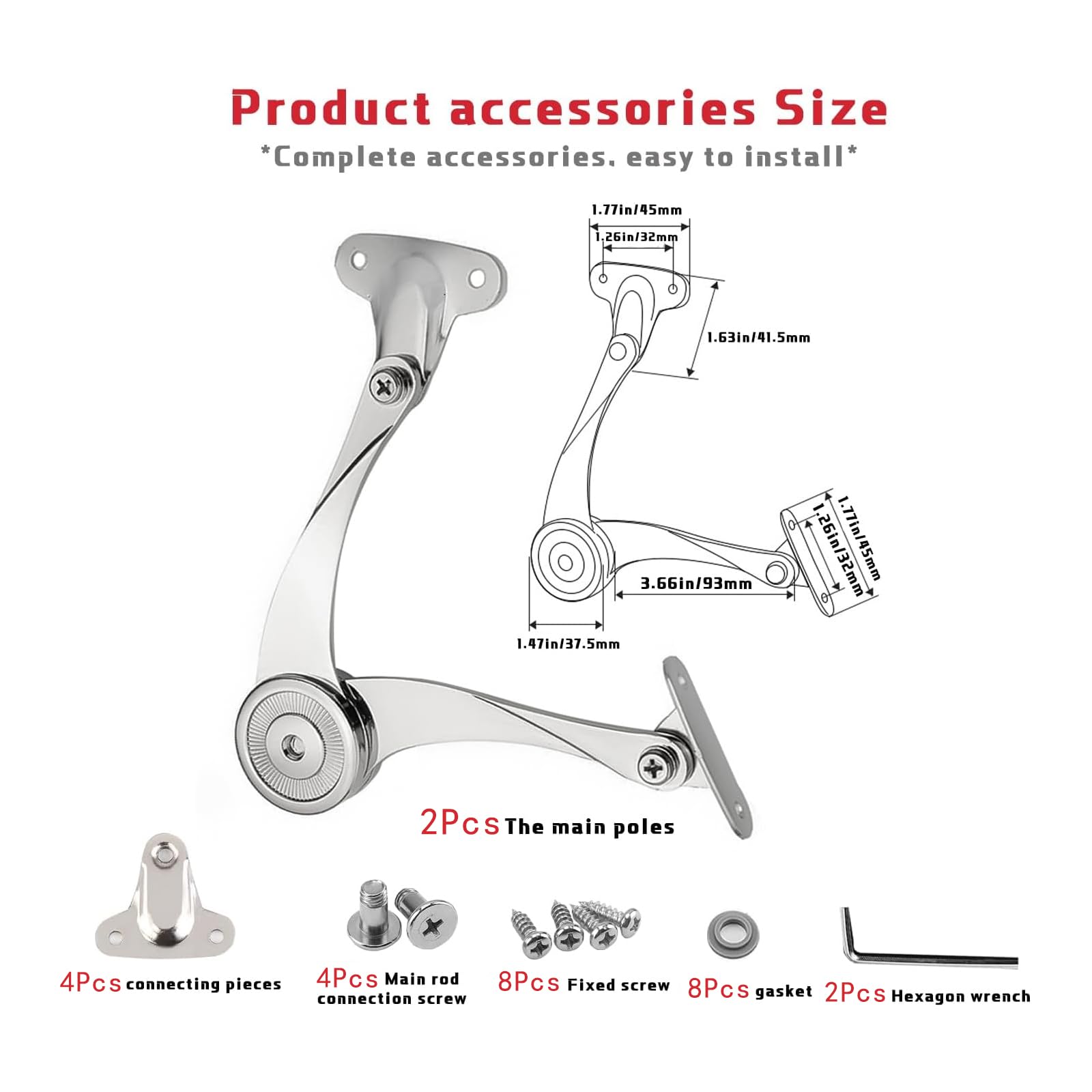 2 Pcs Heavy Duty Soft Close Lid Support Hinges - Adjustable Metal Lift-Up Cabinet Door Hinges for Toy Box, Right/Left Hand Mount, Zinc Alloy, Satin Nickel Finish, Includes Allen Wrench & Screws — Amazon image 2