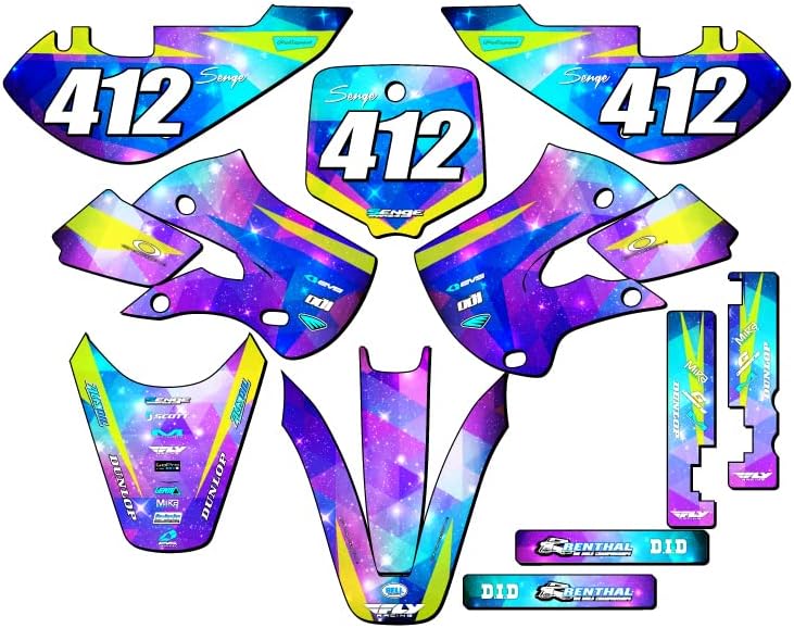 2002-2009 KLX 110 SPACE KADET Galaxy Senge Graphics Complete Kit Compatible with Kawasaki