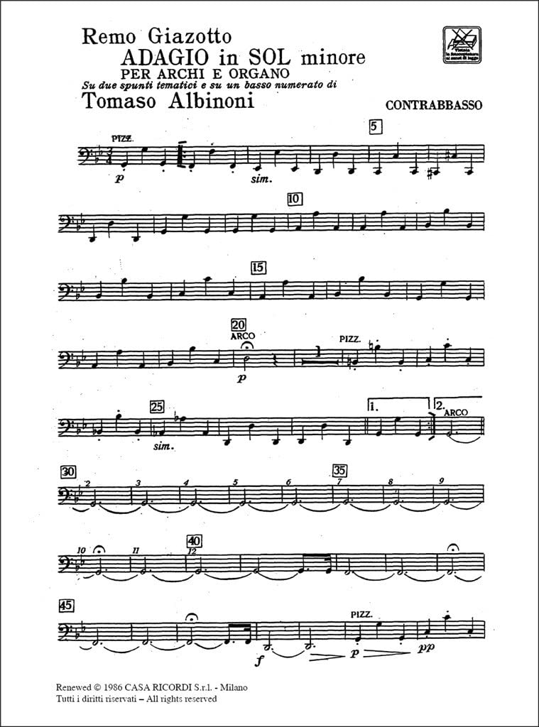 Albinoni-Giazotto: Adagio in G Minor (Set of Parts)      Sheet music