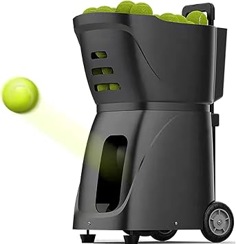 Portable Automatic Tennis Trainer, Tennis Ball Machine, with Remote Control, Mobile APP Control, Loading Capacity 100 Balls, Serving Frequency 1.8-8.8s, for Training and Practice
