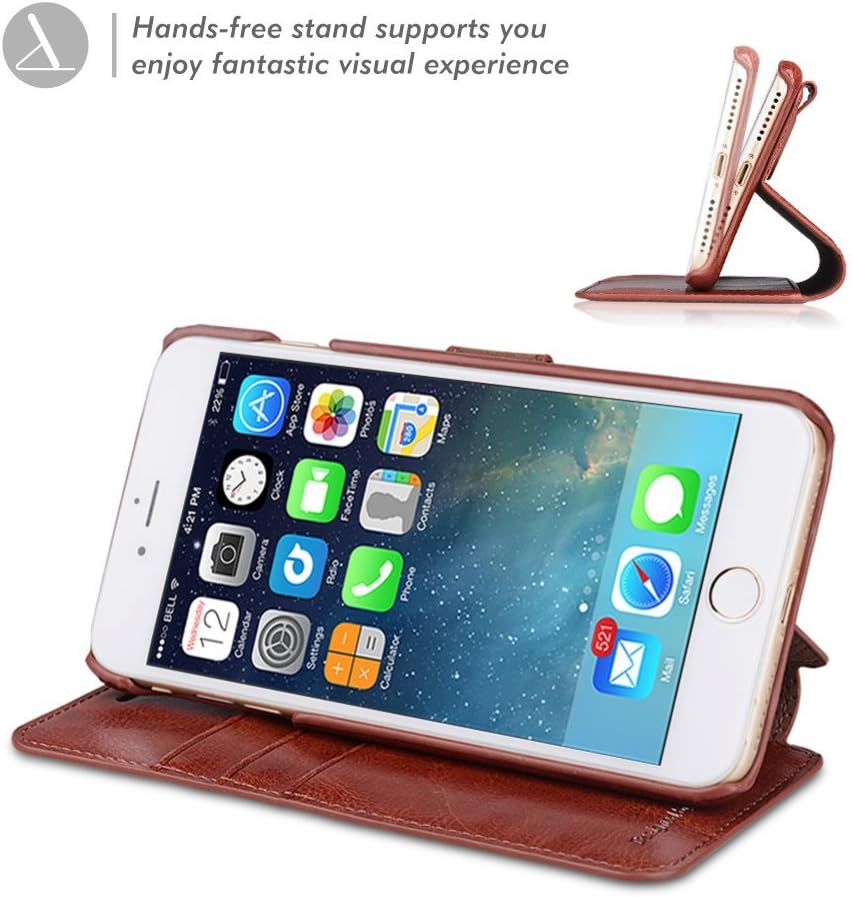 TANNC iPhone 8 Plus Wallet Case, iPhone 7 Plus Case, Flip Leather Phone Case [Screen Protector Included] [Layered Dandy] [Card Slot] [Kickstand] - for iPhone 8 Plus and iPhone 7 Plus - Brown