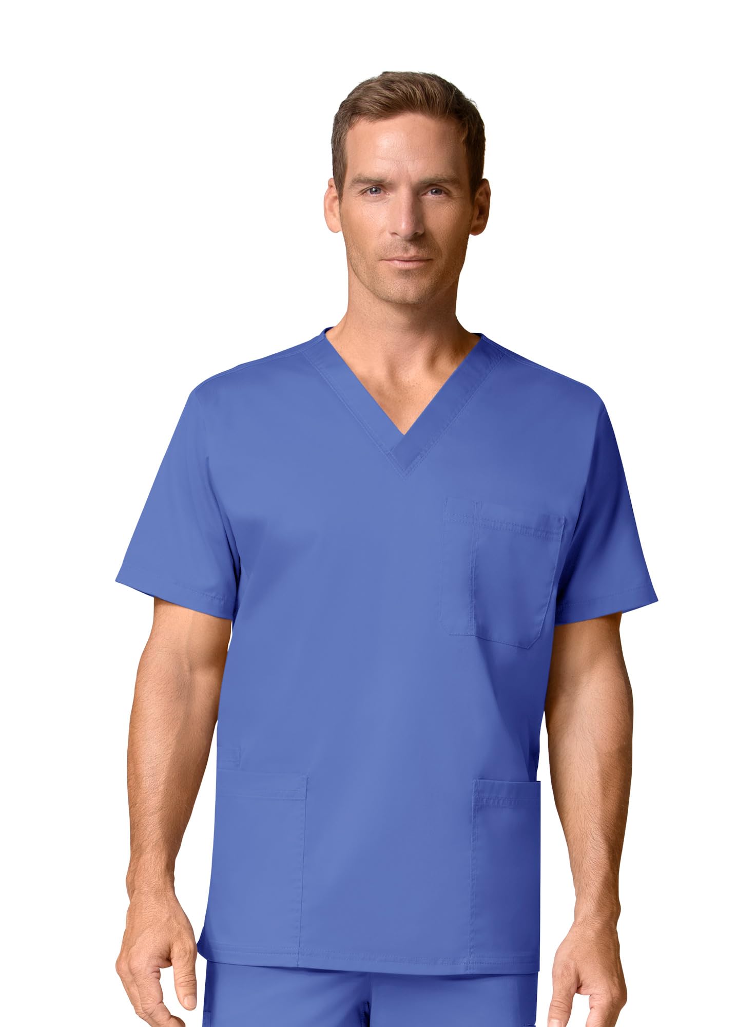 Maevn Uniforms Men's 3 Pocket Stretch Scrub Top X-Large Ceil Blue