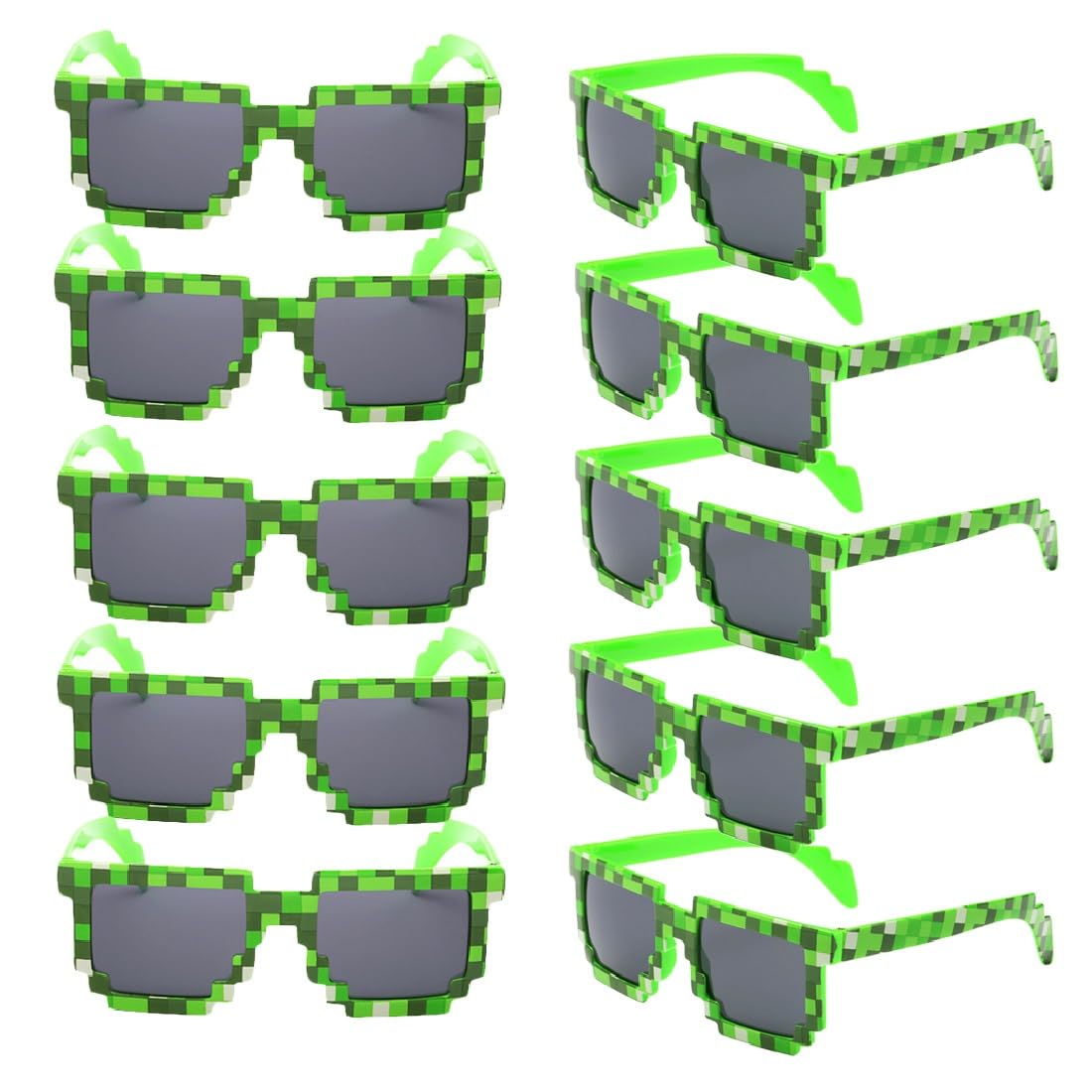 kilofly 10pc 8-Bit Pixel UV Protect Gamer Sunglasses Adult Kids Party Favors