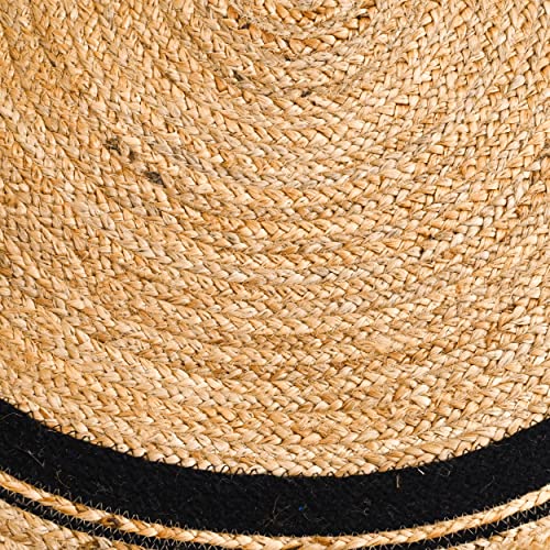 Round Shape Braided Rug Floor Rug Mat Cotton Home Decor Rug Circular Meditation Mat Yoga Mat Jute Rug Solid Area Rugs (2 Feet, Black) #TOP2