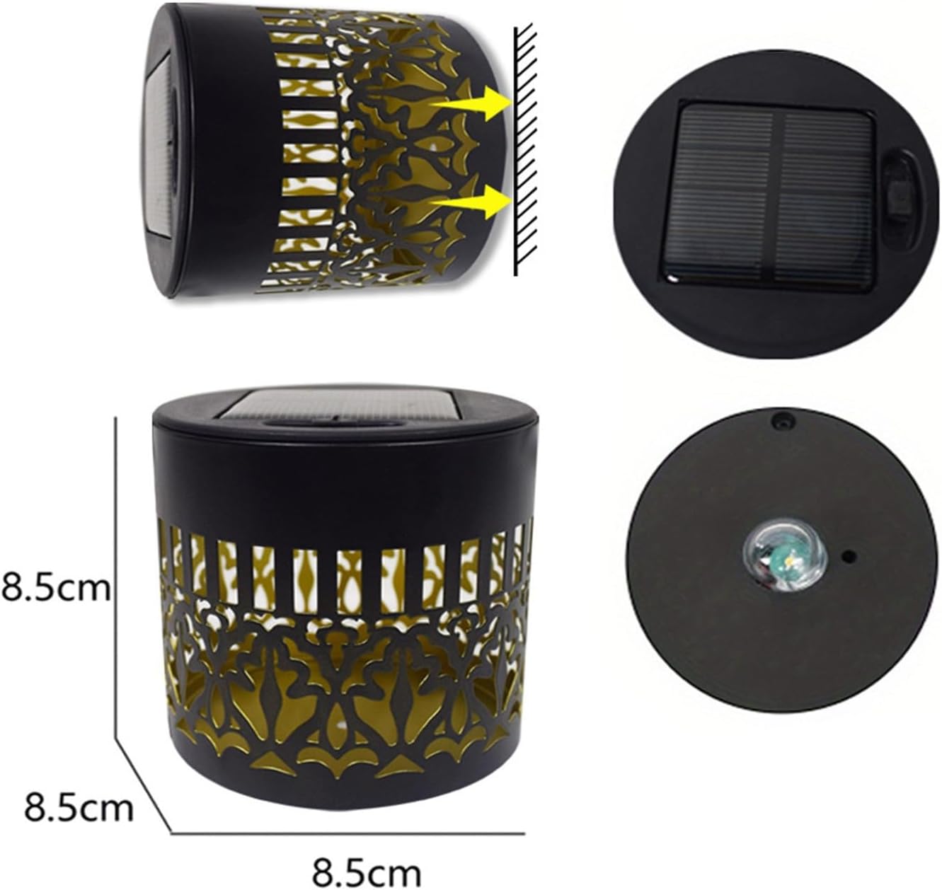 Decorative Solar Mandala Lights, Solar Mandalas Lights Outdoor, Waterproof and Windproof, Metal Solar Powered Outdoor Deck Step Wall Lights, for Garden Post Patio Backyard Yard Decor (1 PCS)