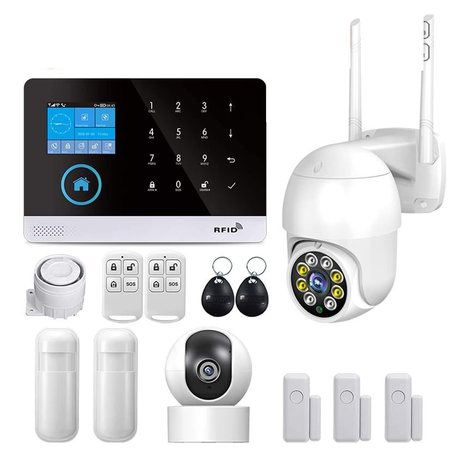 Sistema di Allarme, Allarme domestico Wireless 4G di allarme sicurezza domestica for APP Tuya con sensore movimento for animali domestici Rilevatore fumo gas