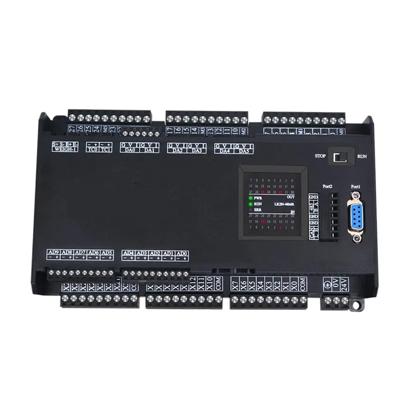 Uscita relè Scheda di Controllo Industriale FX3U PLC 14 20 32 48 64MR/MT/MRT Fino a 10AD 2DA RS232 2xRS485 32000 Passi 4/8 velocità Uscita(48MR)