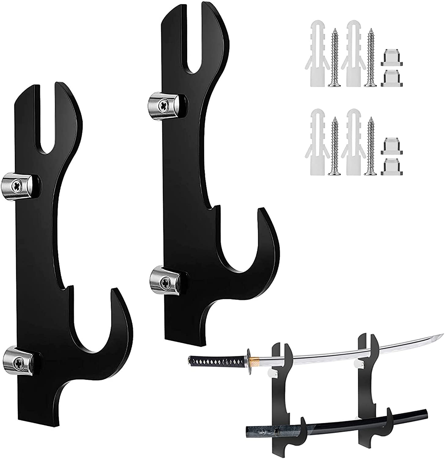 Supporto Da Parete Nero Per Katana E Wakizashi – Espositore Per Spade