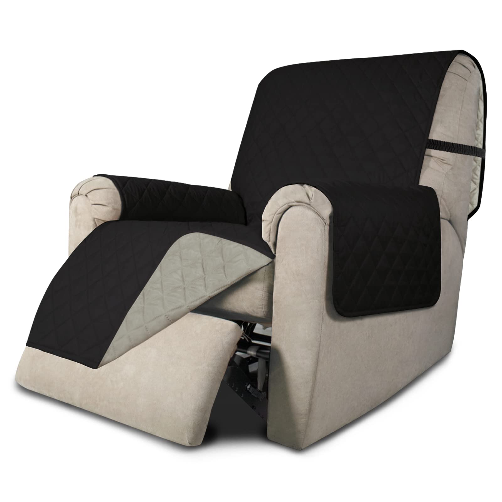 Easy-Going Reversible Couch Cover, Recliner 22 in, Black/Beige