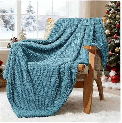 Whale Flotilla Fuzzy Fleece Throw Blanket 50x60 Slate Blue