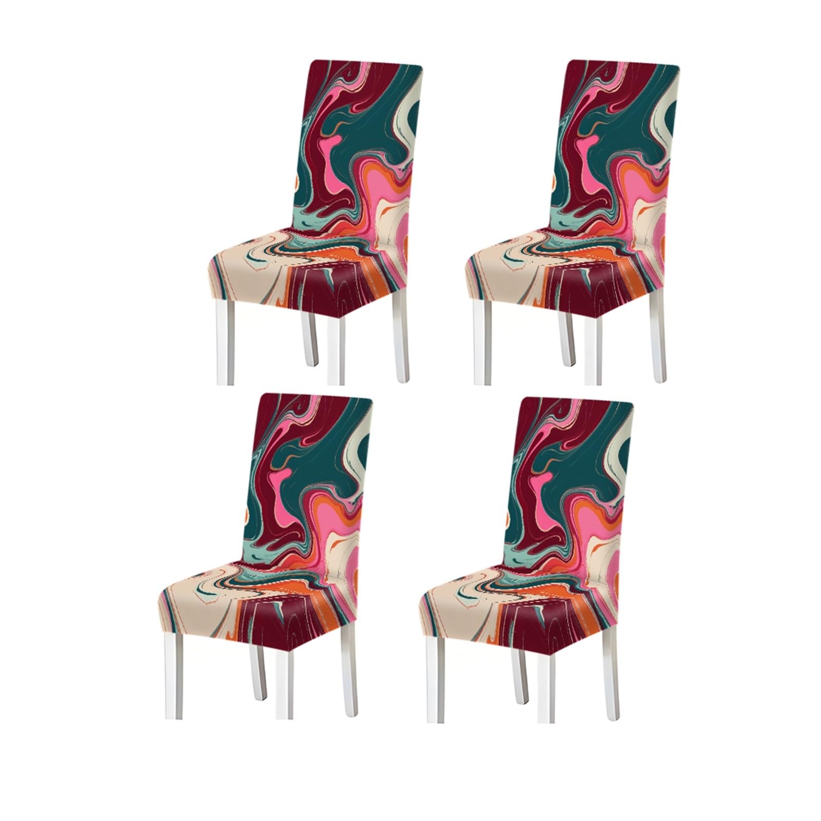 BOSUYBN Abstract Liquid Marble Pattern Print Dining Chair Covers Set Of 2/4/6, Stretch Slipcovers For Kitchen Dining Room Furniture Protectors for Home Dining Room(4PCSChair cover)