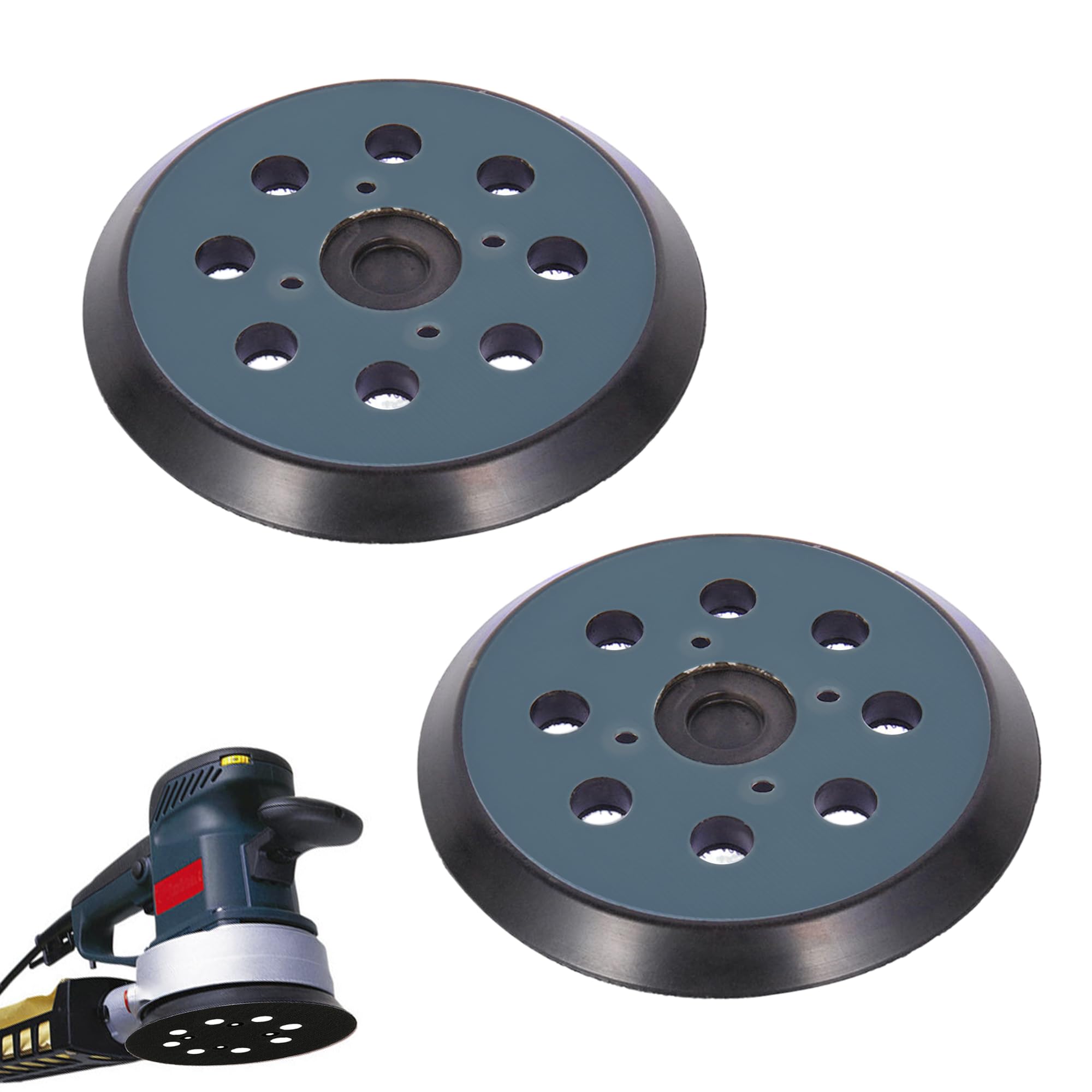 2PCS 5 Inch 8 Hole Replacement Sander Pad, 125mm Replacement Sander Backing Pad, Round Hook and Loop Backing Pad