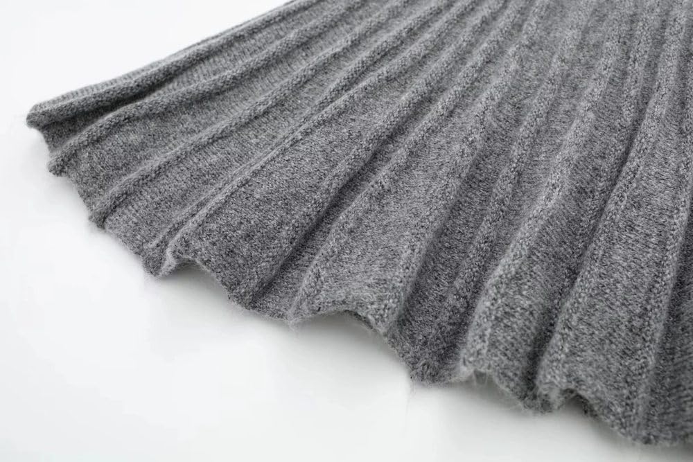 SWEPER Falda Corta De Mujer - Minifalda Plisada De Punto para Mujer, Falda Femenina De Cintura Alta con Dobladillo Acampanado, Moda Otoño/Invierno