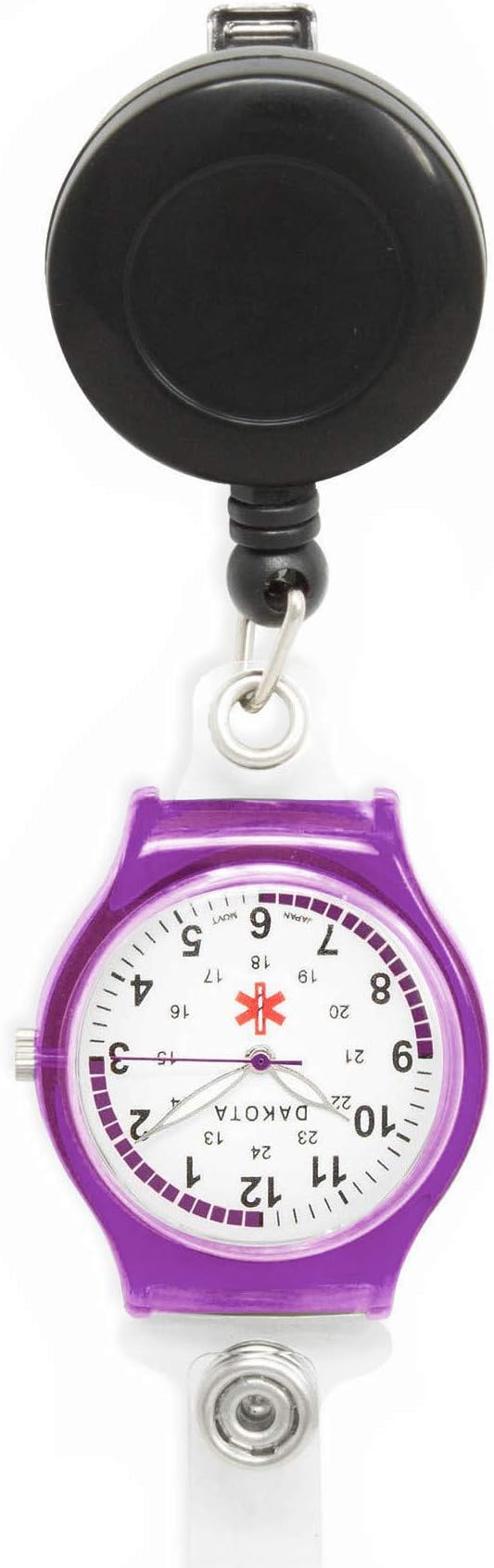 DakotaDakota Clip On Water Resistant Retractable Badge Clip with Nurse Watch and ID Badge Holder (Purple, 27423)