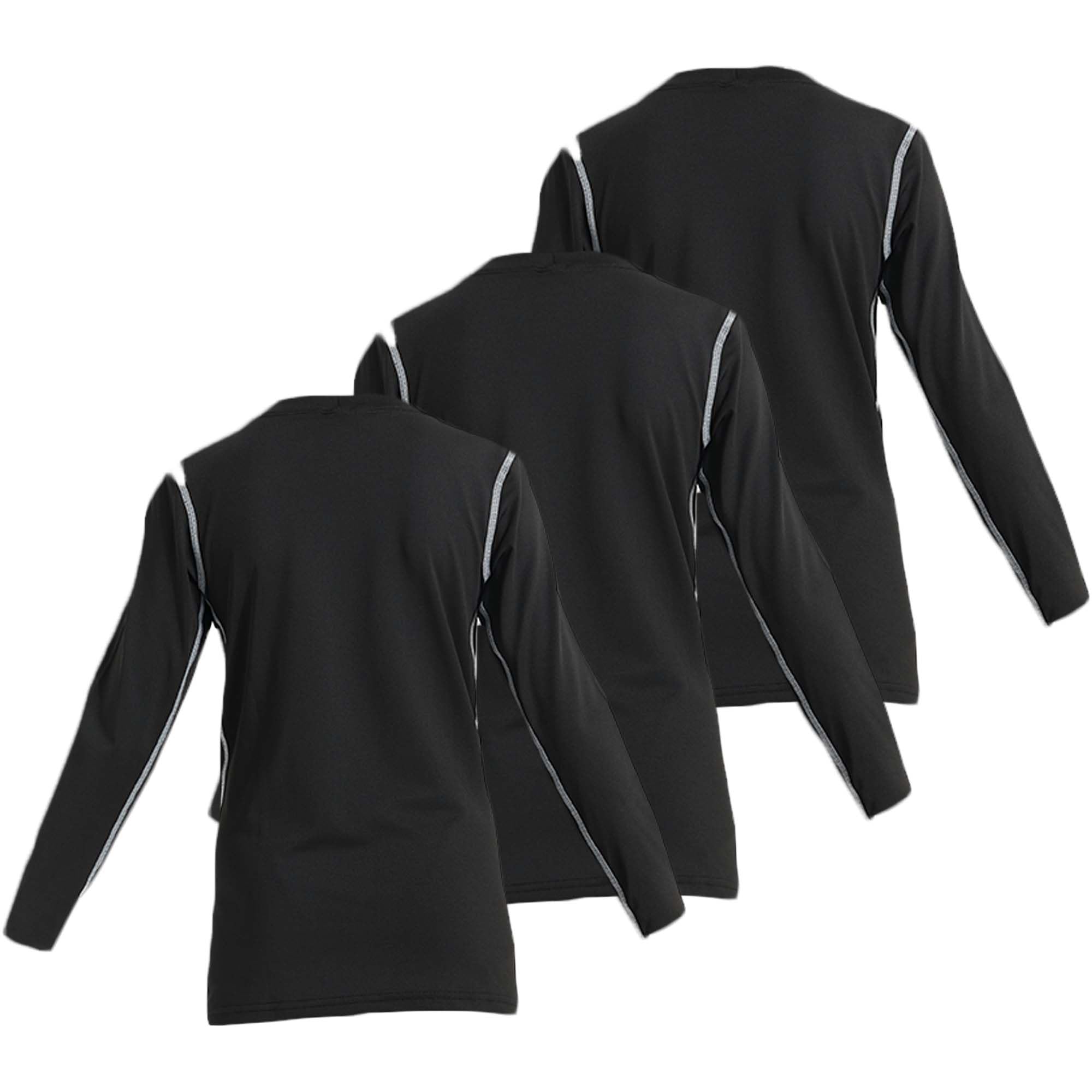 BEGIANT 3 Pack Boys Long Sleeve Underwear Recreational Sports T-Shirts Kids Base Layer Black