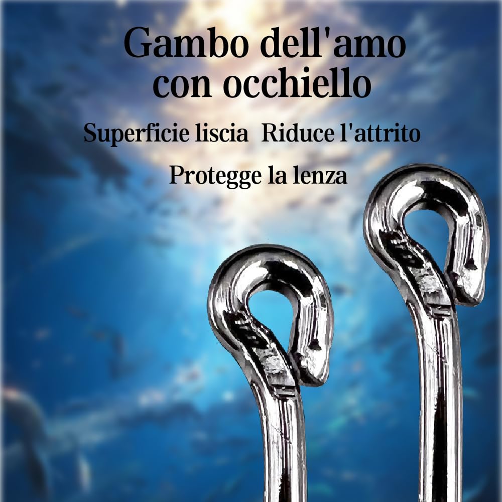 500 Pezzi Ami da Pesca, Ami da Pesca in Acciaio al Carbonio con Scatola di Plastica, 10 Dimensioni Amo Pesca Spinato Ganci a Occhiello Adatto per la Pesca in Lago, in Fiume, in Mare