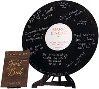 Custom Wood Round Record | Wedding Guest Book Alternative | Rustic Round Wedding Guest | Graduation Guest Book | Vintage Vinyl Record Design | Wedding Decorations for Reception Inside and Outside