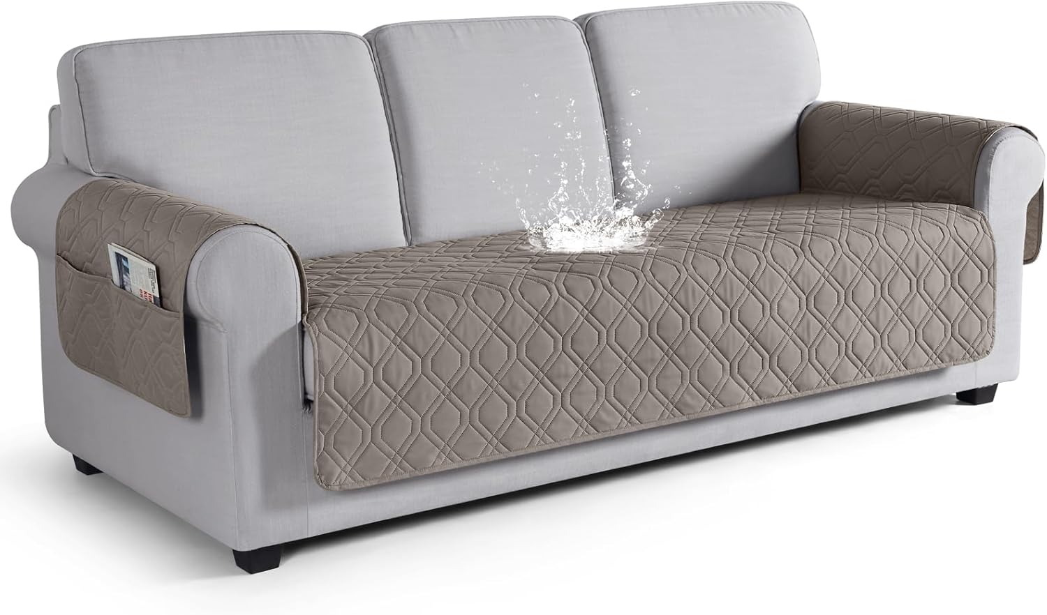 VANSOFY Couch Cover, Waterproof Sofa Covers Washable Slipcover Furniture Protector Couch Seat Covers Non-Slip Couch Cover for Dogs, Pets(Sofa, Khaki) Khaki Sofa(Seat Width: 67.3")