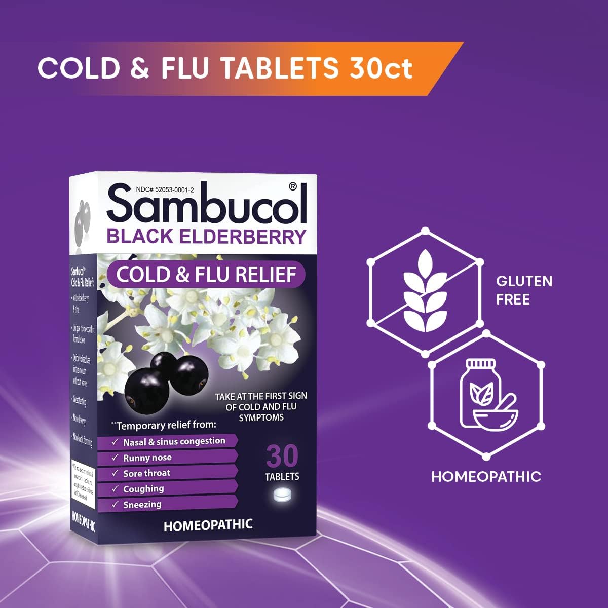 Sambucol Cold and Flu Relief Tablets - Quick-Dissolving - 30 Count — Amazon image 4