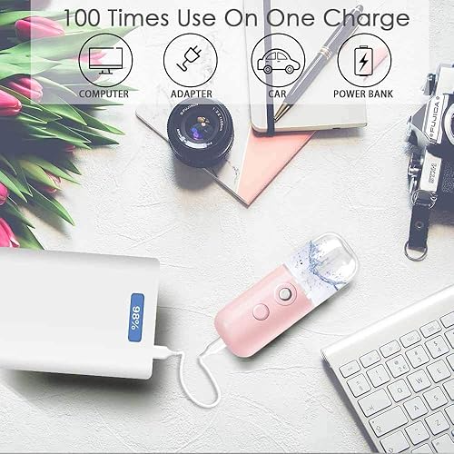 Miniatura 7 de GIVERARE Nano vaporizador facial, práctico mini rociador, rociador de niebla recargable por USB, tanque de agua visual de 1.0fl oz, hidratante e