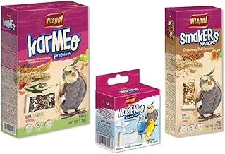 Vitapol Cockatiel Care Combo – Food for Cockatiel 500g + Nut Smakers 90g + Natural Mineral Block 35g | Balanced Diet & Treat Pack for Healthy Birds (Pack of 1, Cockatiel Combo)