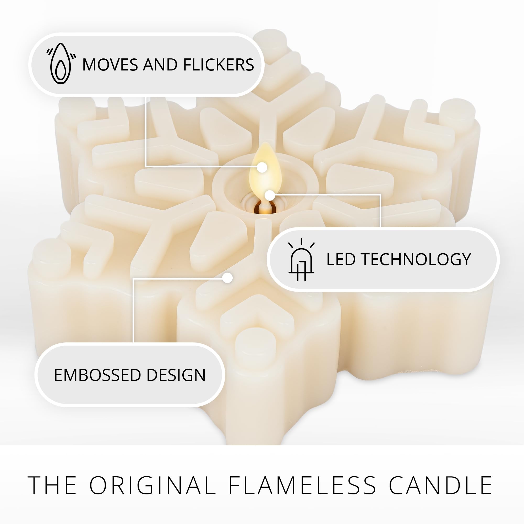 Luminara White Swan - Candela senza fiamma a forma di fiocco di neve, 16,5 x 5,1 cm, candela a LED a batteria