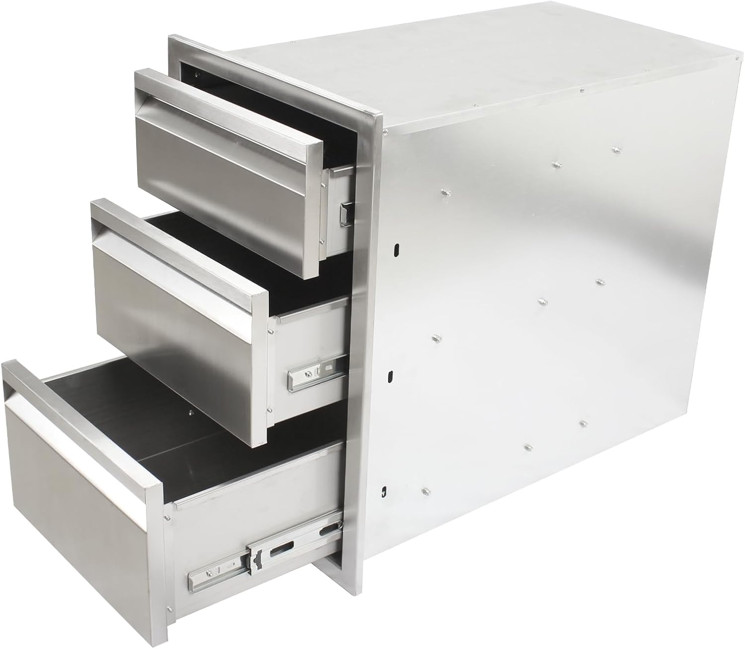 Outdoor Kitchen Drawers 14" W x 21" H x 23" D, Stainless Steel Built-in Drawers, Flush Mount Access BBQ Drawer for Outdoor Kitchens Island, Grill Station