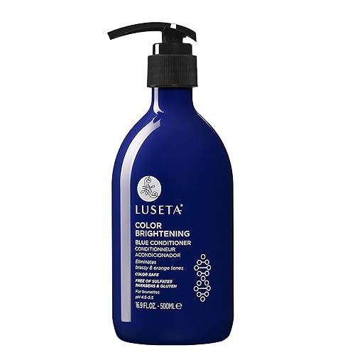 Luseta - Champú azul para color castaño cobrizo y tonos fríos, depósito de color e iluminación para cabello tratado, 16.9 onzas
