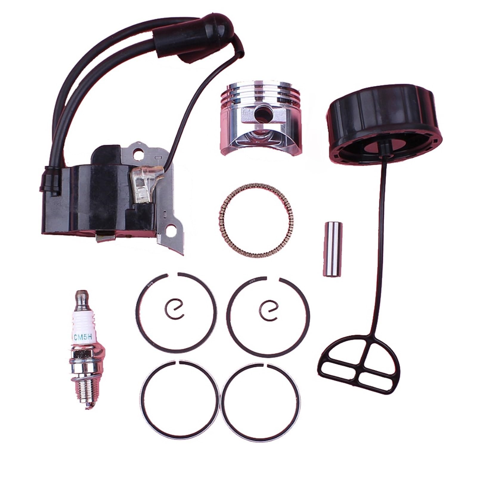 UNARAY Kit de Anillos de pistón de 35mm y Bobina de Encendido Magneto, bujía, Juego de Tapa de Tanque de Combustible Apto for Recortadora GX25 GX 25, Piezas de Motor de 4 Tiempos