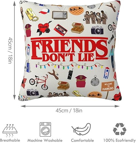 Miniatura 3 de 2 fundas de almohada divertidas de mercancía de extrañeza, de ciencia ficción, horror, amigos, no mienten, funda de cojín cuadrada de lino del