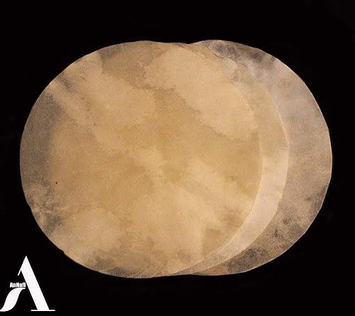 Cabeza de piel de cabra de piel de cabra para Doumbek de tambor, cabeza redonda plana natural de piel de cabra sin curtir (22 pulgadas)