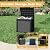 Fancyango 31 Gallon Outdoor Deck Box Waterproof, Storage Box for Patio, Resin Storage Bench Lockable for Garden Tools, Package Delivery, Black