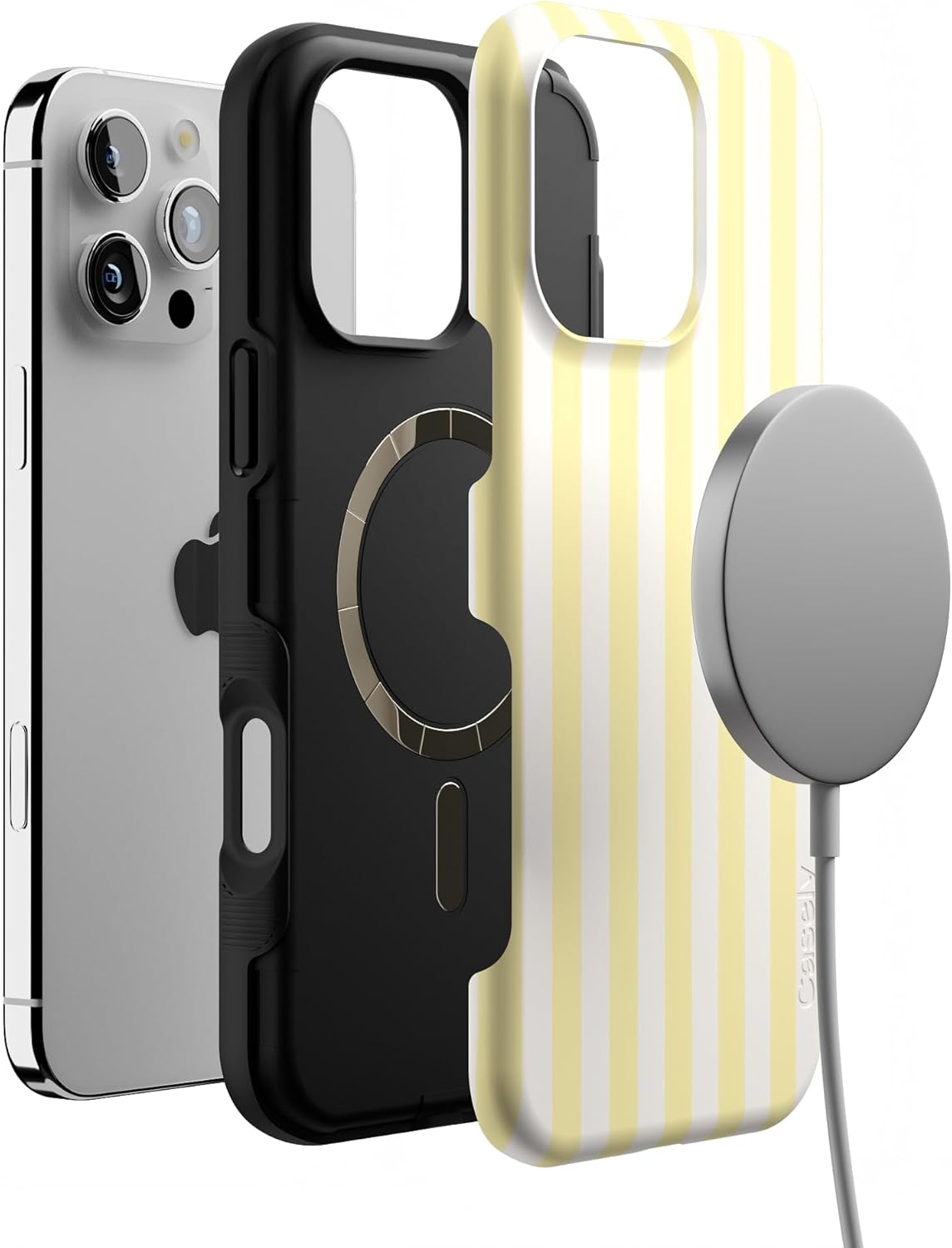 Casely iPhone 16 Pro Case | Butter Yellow Stripes | Sunday Best | Bold Protective Design | Compatible with MagSafe - Image 4