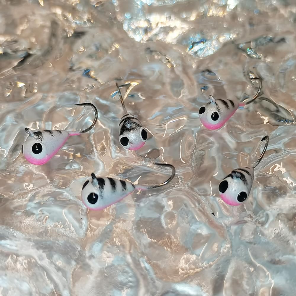 10Pack Tungsten Ice Fishing Jigs, Glow Tungsten Jigs for Panfish Teardrop Ice Jigs Tungsten, 2.7/3.2/4/5/6/7mm