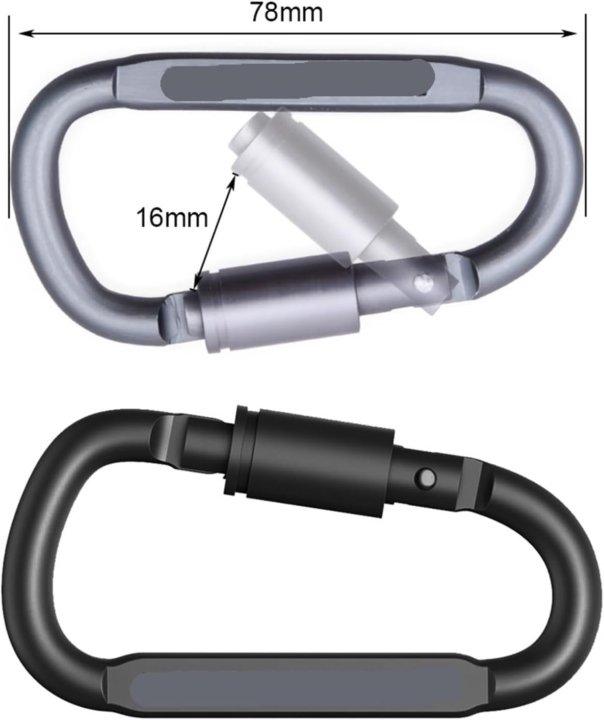 Snap Clips Snap Hooks Outdoor Clips Alluminum Alloy D-Ring Buckle Spring Clip Keychain Hanging Hook Tools(Grey 4 Piece)