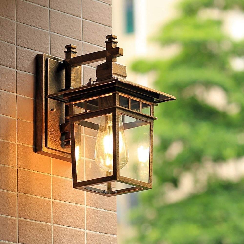 VDOQTLJT Wall Light Lantern E27 Retro Garden Lamp Sconce Courtyard Corridor Porch Outside Landscape Indoor Decorative Lamps(Gold)