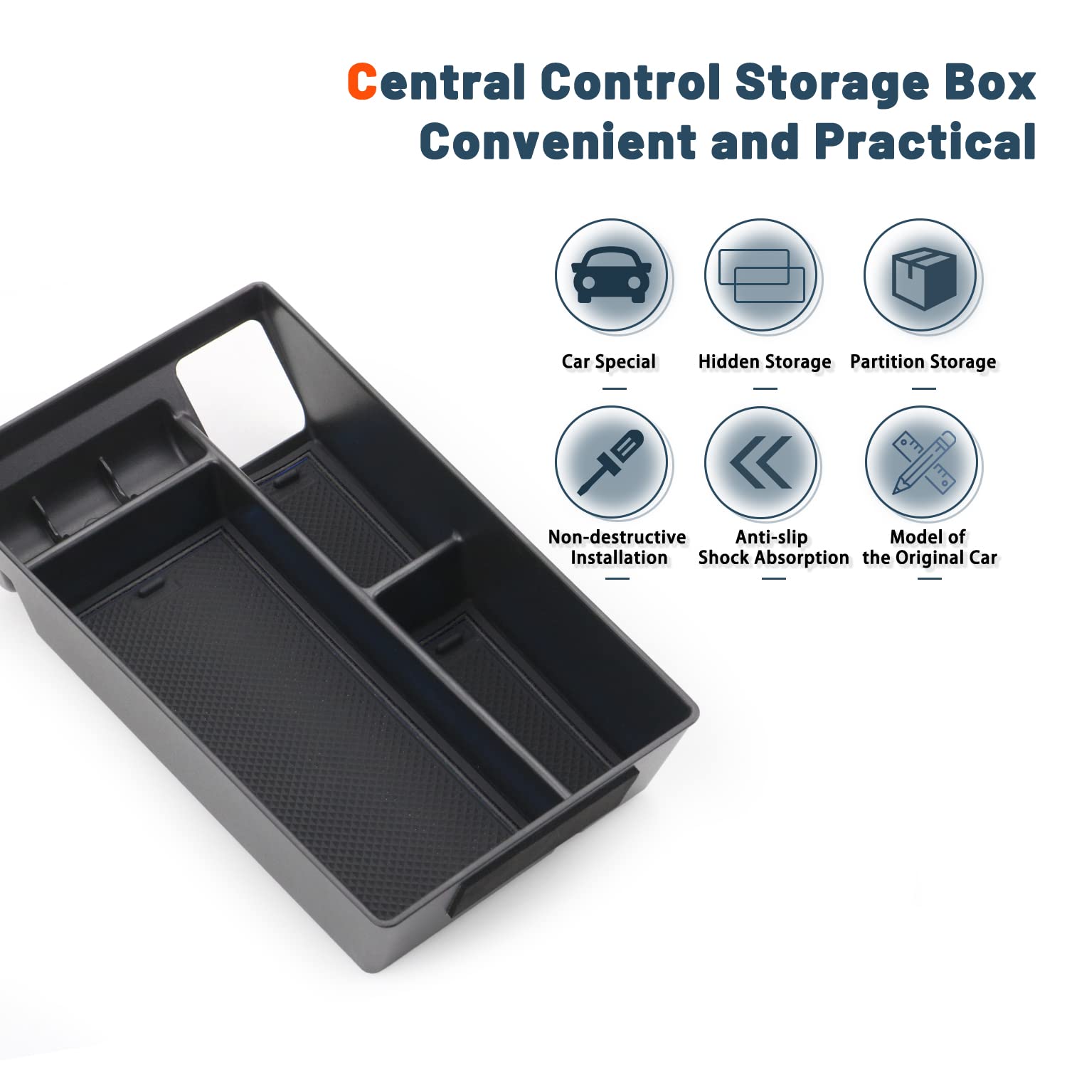 Boîte De Rangement Accoudoir Pour Ford Mustang Mach-E 2021-2025 - Organisation 2 Niveaux, ABS, Antidérapante