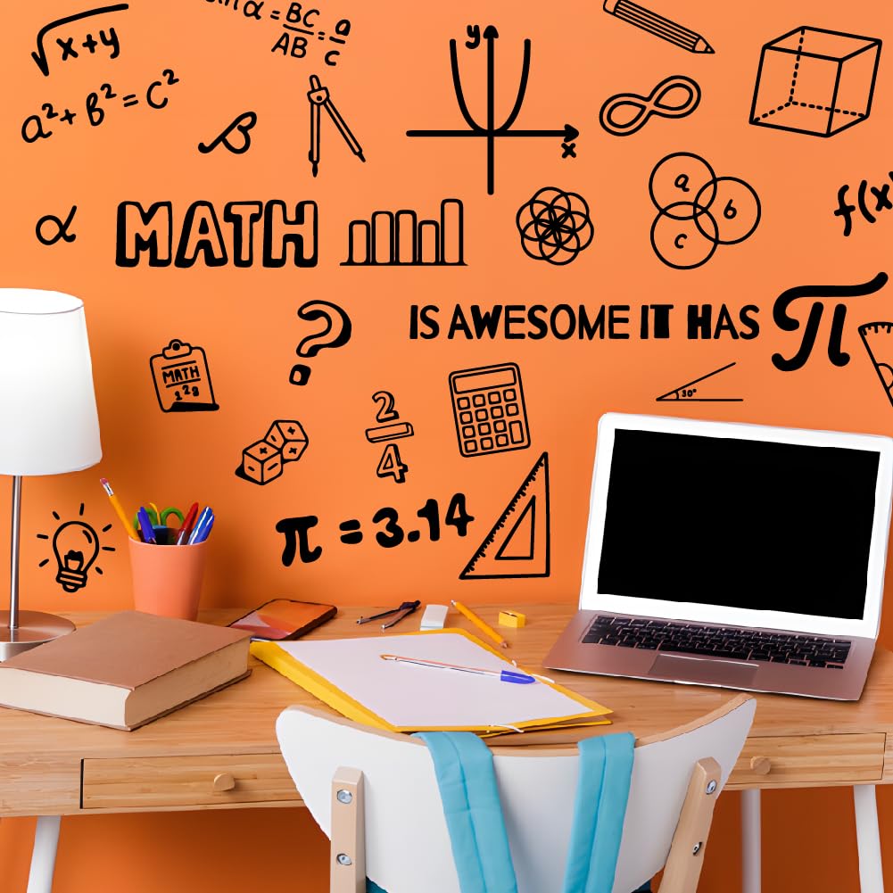 SUPERDANT Math is Awesome Wall Stickers Mathematical Formula Wall Decals Trigonometric Function Art Decor Peel and Stick Vinyl Murals for Reading Room Classroom Nursery Bedroom Livingroom Decoration