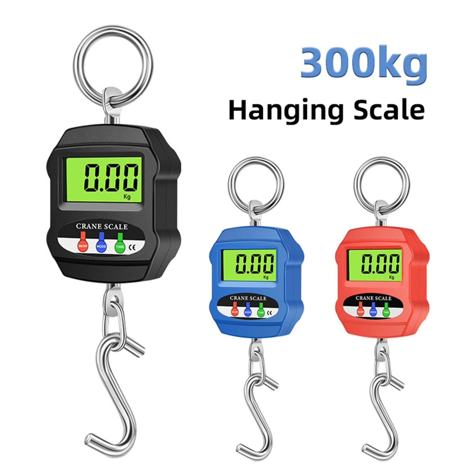 Báscula de grúa Waga Wisząca Cyfrowa Elektroniczna Stal Nierdzewna 300 Kg I 50 G Z Haczykiem Wyświetlaczem LCD(Nero)
