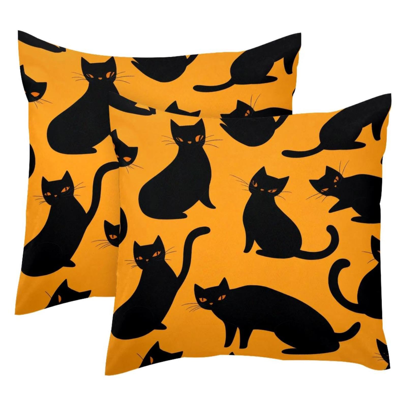 Housses de coussin velours chat noir pour décorer le salon