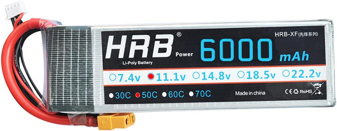 Ailikeoprte 3S 6000mAh 50C 11.1V Lipo Battery Pack with XT60 Plug for RC Racing Car Truck Boat Airplane Helicopter Hobby