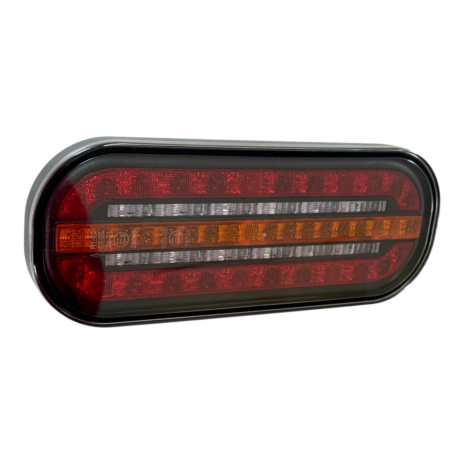 Set 2 Fanali Posteriori LED 3 Funzioni con Freccia Dinamica 12–36V – Posizione, Stop, Indicatore – Omologazione E9 R10 – per Rimorchio, Camion, Caravan