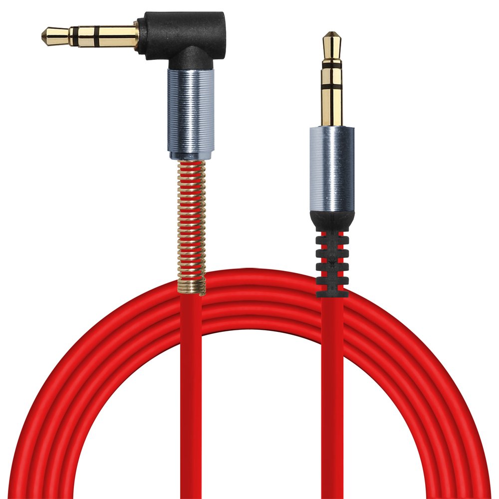 Amzer 3.5mm Right Angle Stereo Auxiliary Cable (3 feet) - Red