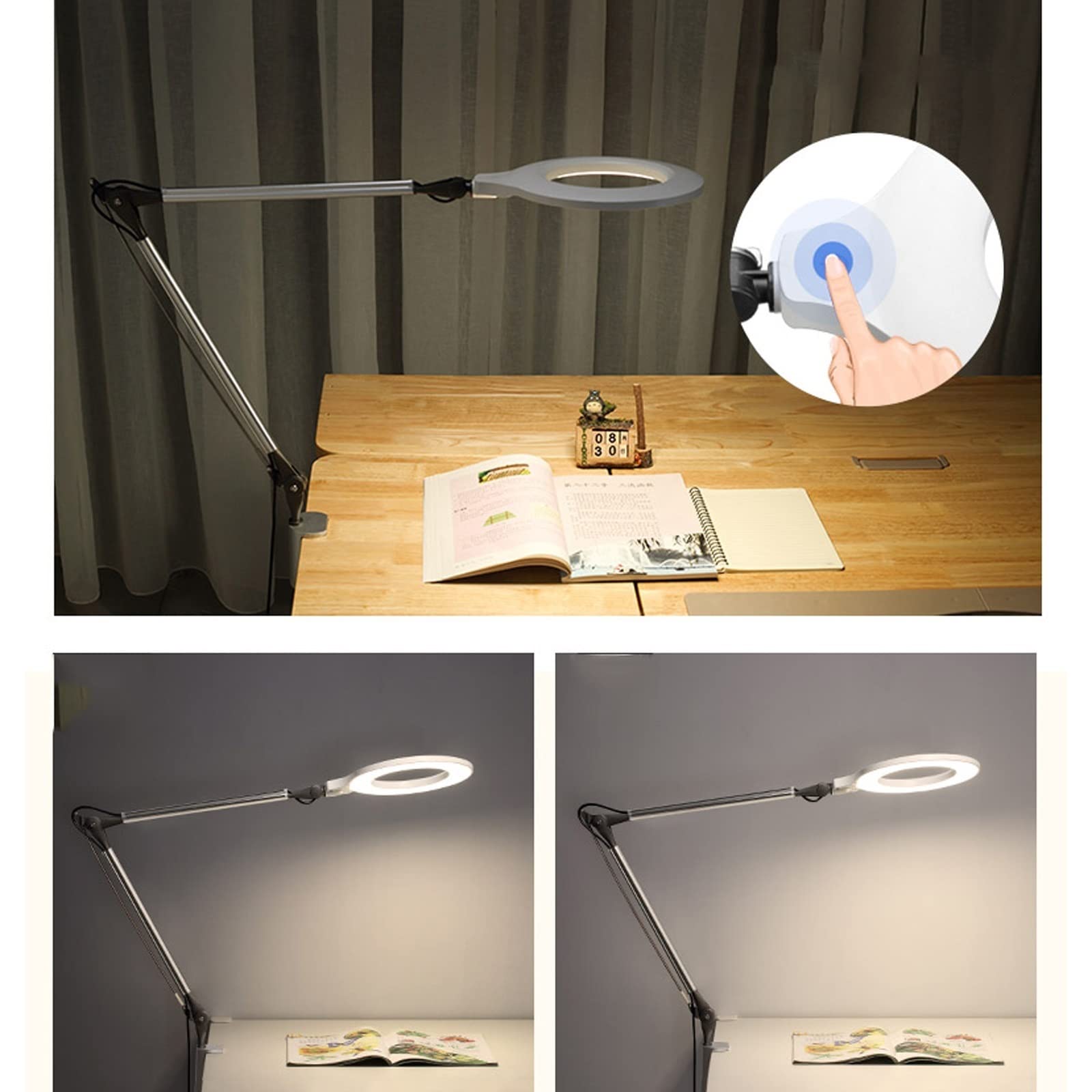 Leselampen am Bett Student Augenschutz Tischlampe Lernen Langarm Tischlampe Clip-on Nacht Leselampe Schreibtisch Clip Lampe Lernutensilien Lesetischleuchte (Color : A)