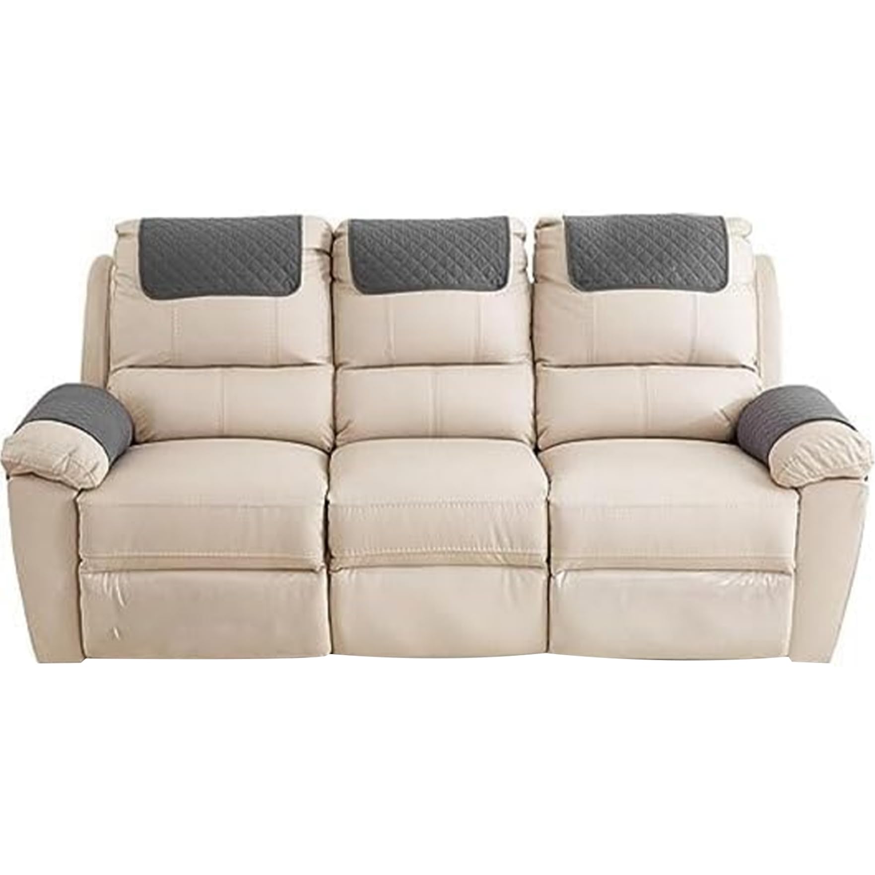 5 Fundas de reposacabezas gris oscuro para sillón con bolsillo