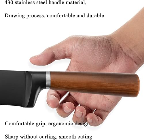 Miniatura 6 de Juego de 6 cuchillos de cocina cuchillo de chef de acero inoxidable cuchillo de pan cortador de carne cuchillo de cubierta multiusos base de madera