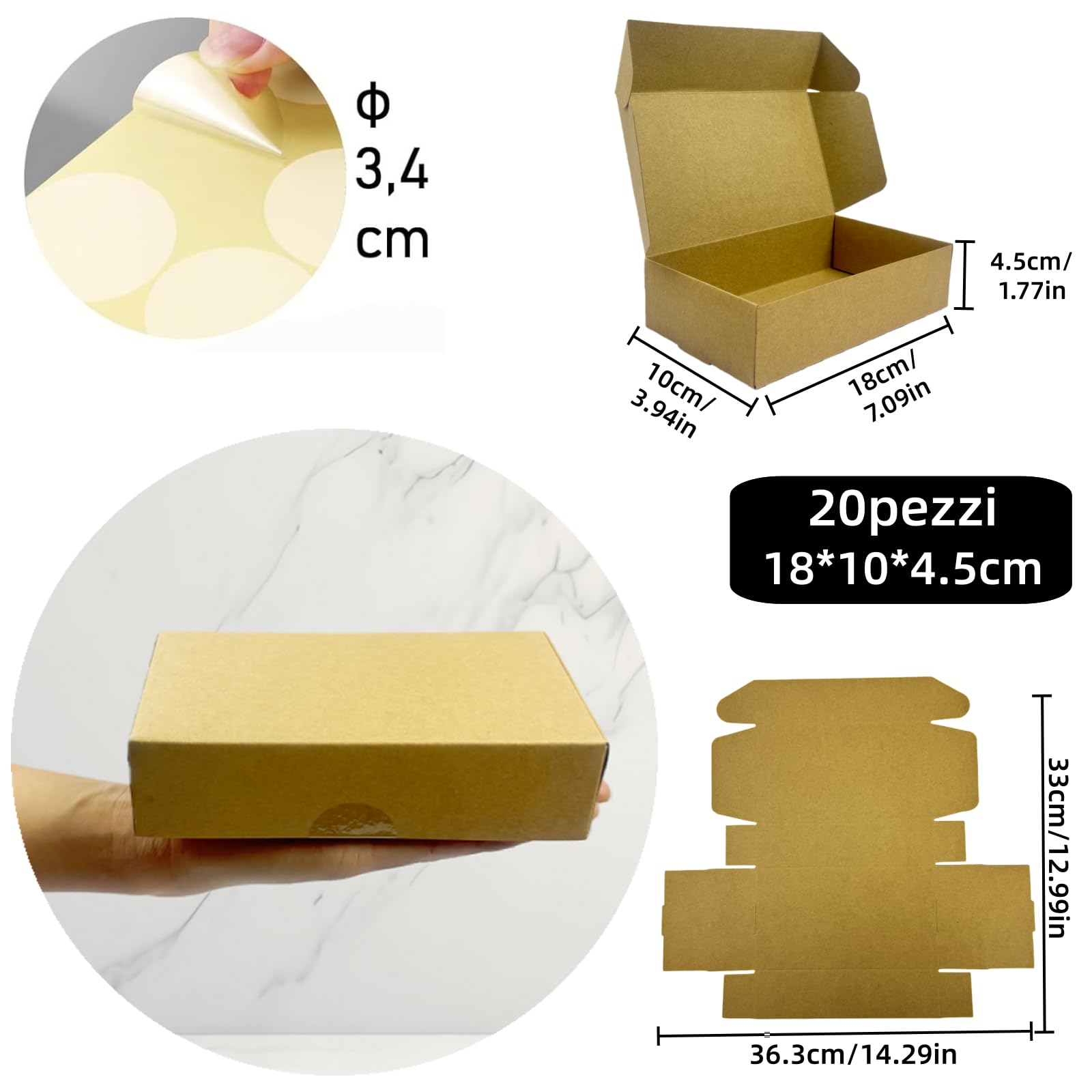 Festa Centro 20pz scatolina Carta Kraft Bianco con Coperchio, Scatole Bomboniera Kraft, scatola per bomboniere,Facile Assemblaggio scatole per Feste,Compleanni e Matrimoni,Festa Natale (10x7x3)