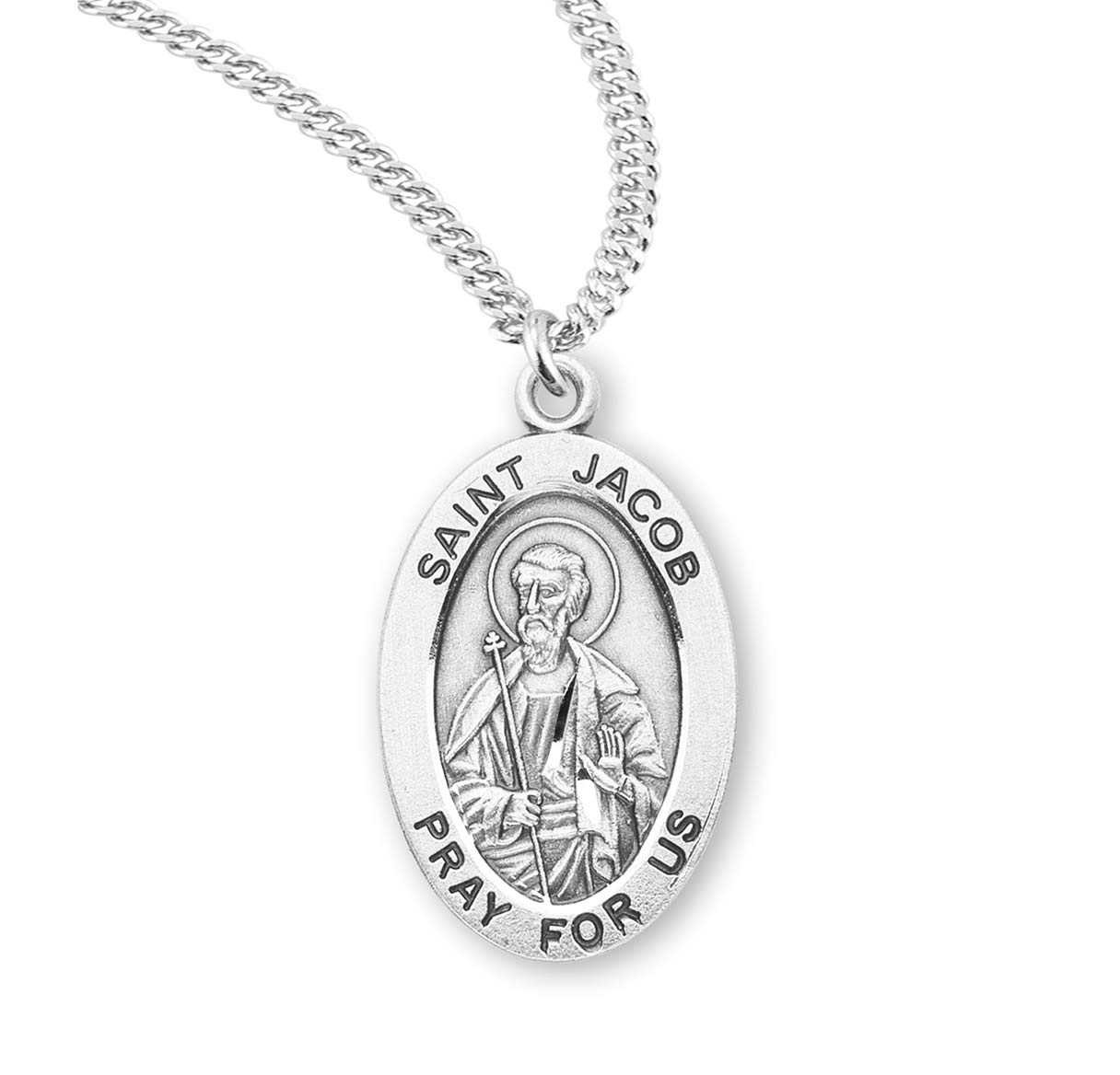 ExtelSt. Jacob Sterling Silver Medal Necklace, Catholic Jewelry Made in USA